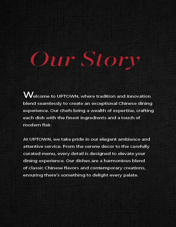 UpTown menu back cover